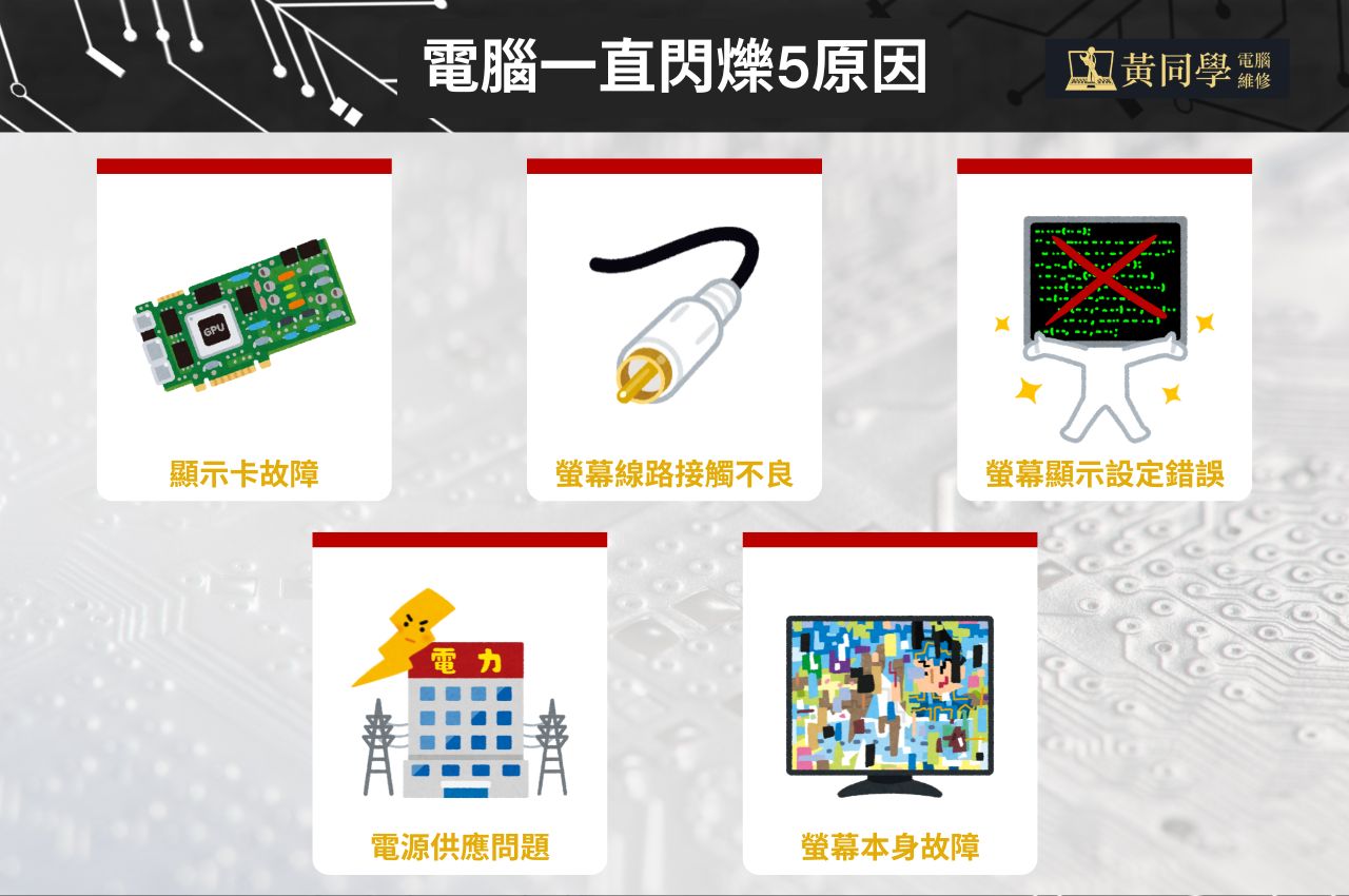 電腦螢幕一直閃爍原因