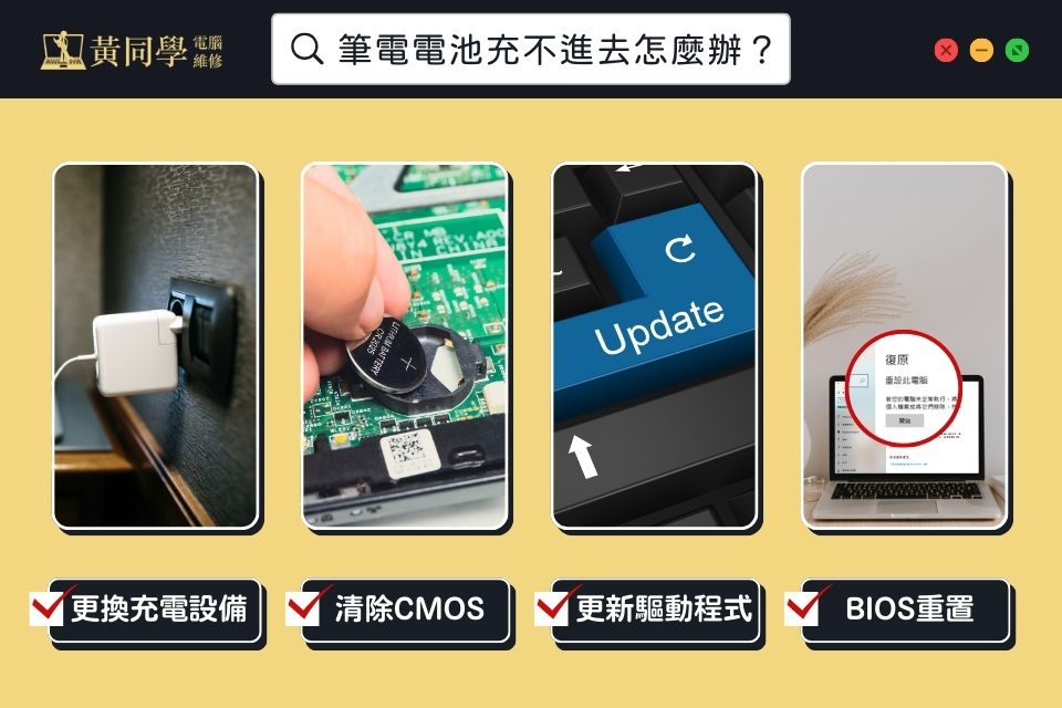 筆電電池充不進去怎麼辦？